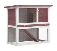 Rabbit Hutch Brown 90x45x80cm Solid Pine Wood Outdoor Shelter with Green Roof.