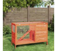 Rabbit Hutch Brown Solid Pine Wood 103x44x69.5cm Multi-Level Run with Ramp Mesh