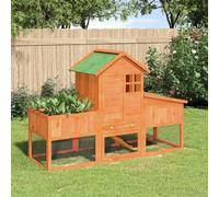 Rabbit Hutch Brown Solid Pine Wood 170x63x113cm Outdoor 2-Tiered Run EnclosureUK