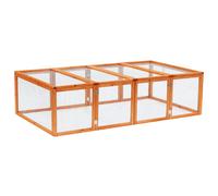 Pawhut Wooden Rabbit Hutch Cage House With Wire Mesh In Brown Brown