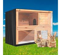 Rabbit Hutch Cover 210D Oxford Waterproof Double Layer Thermal Cover for Outdoor Bunny Hutch, Windproof Weatherproof Winter Protection with Zip Access, Fits 48 x 20 x 41 Inches