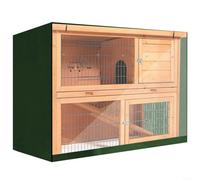 Rabbit Hutch Cover Double Deck Windproof UV Protection 210D Oxford Fabric Rabbit Cage Protective Cover with Window for Outdoor Use 122 x 50 x 105 cm Black Green Grey (Green)