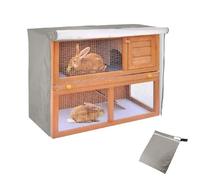 Rabbit Hutch Cover, Double Decker Rabbit Hutch Cover 48in,Windproof Waterproof Thermal Cage Cover, Outdoor Pet Cage Cover with Visible Window & Vent Holes, 210D Oxford, 122 * 50 * 105cm (gray)