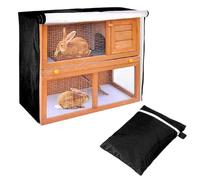Rabbit Hutch Cover Outdoor 48" L x 20" D x 42" H Waterproof Double Rabbit Cage Dust Cover for Winter Pet Cage Protection with Zipper Opening Visible Window Vent Holes, Black