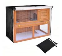 Rabbit Hutch Cover, Waterproof Rabbit Cage Dust Cover, 210D Oxford Double Layer Cover for Cats, Hamsters, Rabbits, Pets, 122 x 50 x 105 cm (Black)