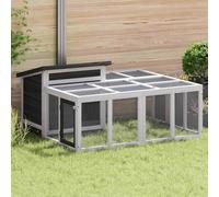 (grey) vidaXL Rabbit Hutch Rabbit Run Bunny House Wooden Animal House Solid Wood Pine