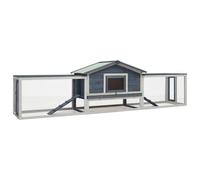 Rabbit Hutch Grey 310x70x87 cm Solid Pine & Fir Wood Berkfield Home Grey One Size