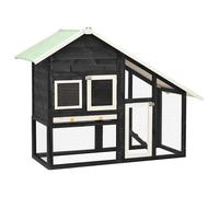 Rabbit Hutch Grey White 140x63x120cm Solid Firwood Multi-Level Outdoor Pullout