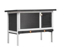 Rabbit Hutch Grey Wood 90x45x65cm Outdoor Cage with Pull-Out Tray & Loft Large