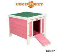 Rabbit Hutch Hide Pink Cozy Pet Guinea Pig Hutches Hedgehog Run Tortoise RH02P