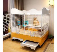 Rabbit Hutch Indoor Bunny Cage - Double-Layer Design with Skylight, Easy to Clean, Large Capacity, Heightened Baffle for Comfortable Living