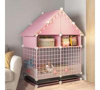 Rabbit Hutch - Indoor Bunny Cage with Pull-out Tray, Anti-spray Design, Mesh Foot Pads, and Anti-pee Baffle - Ideal for Pet Rabbits and Bunny Runs
