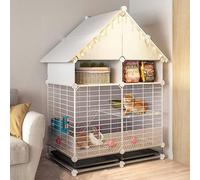 Rabbit Hutch - Indoor Bunny Cage with Pull-Out Tray, AntiBaffle, Mesh Foot Pads, and Anti-Spray Design - Ideal for Pet Rabbits and Bunnies