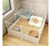 Rabbit Hutch Indoor For 2 Rabbits, Metal Wire Small Animal Cage, Diy Pet Enclosure, Large Exercise Space For Small Animals, Ideal For Cats And Rabbits,White-4a