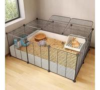 Rabbit Hutch Indoor for 2 Rabbits, Metal Wire Small Animal Cage Pet Enclosure, Indoor DIY Kennels Crate Large Exercise Place Ideal for 1-2 Cat Small Animal (Color : Black, Size : 6a)