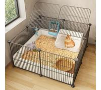 Rabbit Hutch Indoor for 2 Rabbits, Metal Wire Small Animal Cage Pet Enclosure, Indoor DIY Kennels Crate Large Exercise Place Ideal for 1-2 Cat Small Animal (Color : Black, Size : 4a)