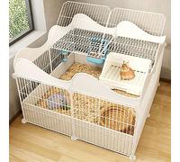 Rabbit Hutch Indoor for 2 Rabbits, Metal Wire Small Animal Cage Pet Enclosure, Indoor DIY Kennels Crate Large Exercise Place Ideal for 1-2 Cat Small Animal (Color : White, Size : 4b)