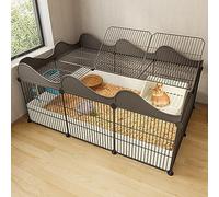 Rabbit Hutch Indoor for 2 Rabbits, Metal Wire Small Animal Cage Pet Enclosure, Indoor DIY Kennels Crate Large Exercise Place Ideal for 1-2 Cat Small Animal (Color : Black, Size : 6b)