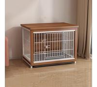 Rabbit Hutch Indoor for 2 Rabbits with Pull out Tray Easy Clean Rabbit Hutch Outdoor off Ground Move Easily Bunny Hutch for Small Animals with Wire Mesh(Brown)