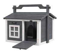 PawHut Rabbit Hutch Indoor Outdoor w/ Top Handle - Openable Roof - Grey | TJ Hughes Light Grey