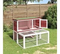 Rabbit Hutch Mocha Solid Pine 102x90x84.5cm Outdoor 2-Tier Run & Nest Easy Clean