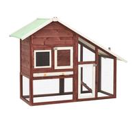 Rabbit Hutch Mocha & White 140x63x120cm Solid Firwood, Plywood & Steel Wire Tray