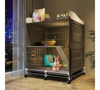 Rabbit Hutch on Wheels with Run, Indoor Bunny Cage for Small Animals, Removable Tray for Easy Cleaning, Sturdy Rabbit House with Toilet and Grass Nest