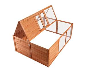 Rabbit Hutch or Outdoor Enclosure with Foldable Roof for Guinea Pigs, Small Animals, Rodents etc.