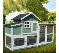 Rabbit Hutch, Outdoor Poultry Coop with 3 No Leakage Pull Out Tray, Waterproof Bunny Cage for Chicken Guinea Pig Pigeons Ducks(Turquoise)