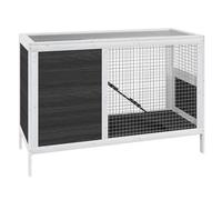 Rabbit Hutch Grey Solid Pine Wood Multi-Level 103x44x69.5cm Outdoor with Ramp-XL