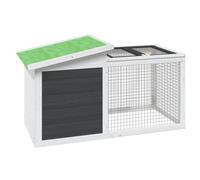 (grey) vidaXL Rabbit Hutch Rabbit Run Bunny House Wooden Animal House Solid Wood Pine