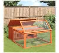 Rabbit Hutch Solid Pine Wood Brown Multi-Level Outdoor 117.5x97x47.5 cm Play Pen