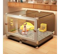 Rabbit Hutch,Transparent Ornamental Indoor Rabbit Cage, Sliding Door Design,with Tray,Easy to Clean and Install(71x46x46cm)