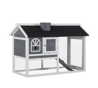 Rabbit Hutch Wood Bunny Cage for Outdoor Indoor w/ Pull Out Tray Run Box Ramp