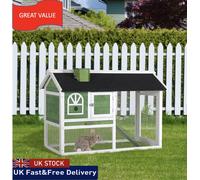 PawHut 2 Tiers Rabbit Hutch and Run with Sliding Tray for 2-4 Rabbits Green