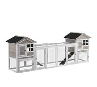 Rabbit Hutch Wooden 2 in 1 Outdoor Bunny Cage Run Ramp Large Grey
