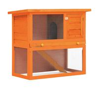 Rabbit Hutch Wooden Outdoor 90x45x80 cm Grey White Green Roof Pull-Out Tray Ramp