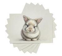 Rabbit Illustrations Realistic Portrait Placemats Set Of 6,Washable Table Mats For Kitchen Dining Table,Cotton Linen Place Mats For Indoor Outdoor Parties Holiday Decoration
