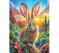 Rabbit in A Desert Cactus Garden 1000 Piece Count Premium Jigsaw Puzzle Science Fiction Magical Dream Teen Fans 14-18 Yrs Ultra Difficult Leisure Adventure Valentines Gift Sturdy Paperboard 1000 PCS