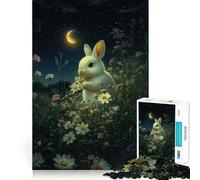 Rabbit in A Field of Flowers Puzzles for Adults 1000 Puzzles Strengthen Memory Anxiety Relief Smooth Edge Warm Surprise (50x75cm)