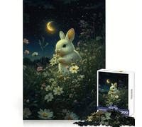Rabbit in A Field of Flowers Puzzles for Adults 1000 Puzzles Strengthen Memory Anxiety Relief Smooth Edge Warm Surprise (50x75cm)