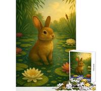 Rabbit in A Lily Pond Jigsaw Puzzles for Adults1000 Piece Strengthen Mental Endurance And Stamina Calm Stress Free Playtime (38X52cm)