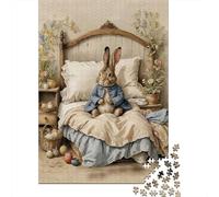Rabbit in Bed Scene Jigsaw Puzzle 1000 Pieces Recycled Paper for Adults PeterRabbit VintagePuzzle Hard Difficult Challenging Family Game Fun Present & Activity 38x26cm/1000pcs