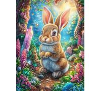 Rabbit in Crystal Garden 500 Pieces Set Classic Jigsaw Puzzle Mitos Cuento De Hadas Couple Puzzle Partners Mind Relaxation Wall Decor Easter New Year Creativity & Gift Giving 500 PCS