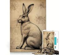 Rabbit in Da Vinci Style Jigsaw Puzzles for Adults 1000 Piece Smart Game Relaxing Fun Pattern Assembly Cherished Gift (38x26cm)