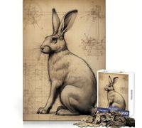 Rabbit in Da Vinci Style Jigsaw Puzzles for Teenagers 1000 Piece Thought Toy Calm Escape Precise Edge Amazing Present (38x52cm)