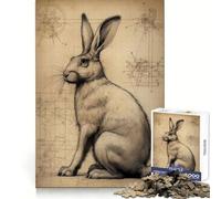 Rabbit in Da Vinci Style Jigsaw Puzzles for Teenagers 1000 Pieces Recall Boost Gentle Relax Smooth Cut Stylish Gift (50x75cm)