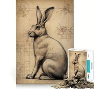 Rabbit in Da Vinci Style Jigsaw Puzzles for Teenagers 1000 Pieces Recall Boost Gentle Relax Smooth Cut Stylish Gift (50x75cm)