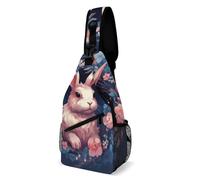 Rabbit in Garland Sling Bag for Adult,Crossbody Bag-Multi-Pocket,Sling Backpack for Festival Workout Travel