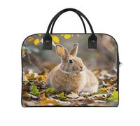 Rabbit in Leaves Travel Duffle Bag, Large Capacity Weekender Overnight Bags with Internal Pocket, Gym Bag for Women Men